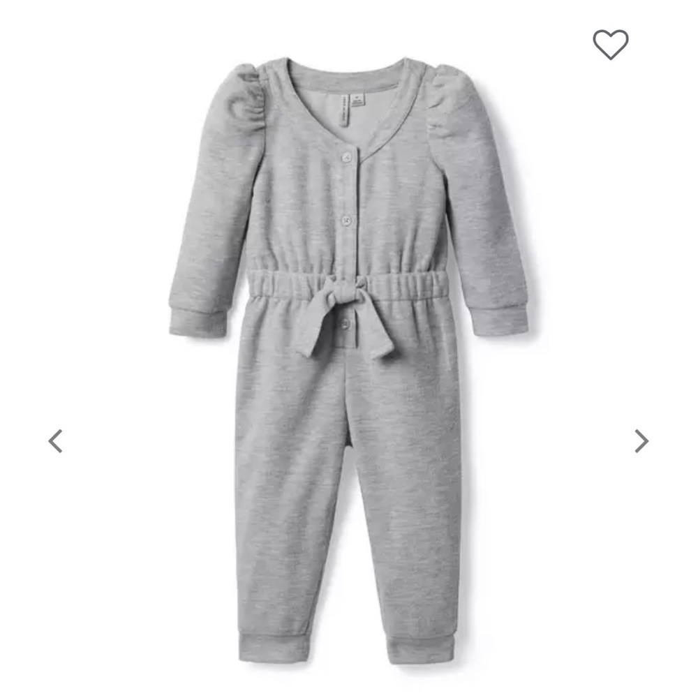NWT Janie and Jack Puff Sleeve Gray Jumpsuit 4 Pigeon Wing Heather Cozy Soft